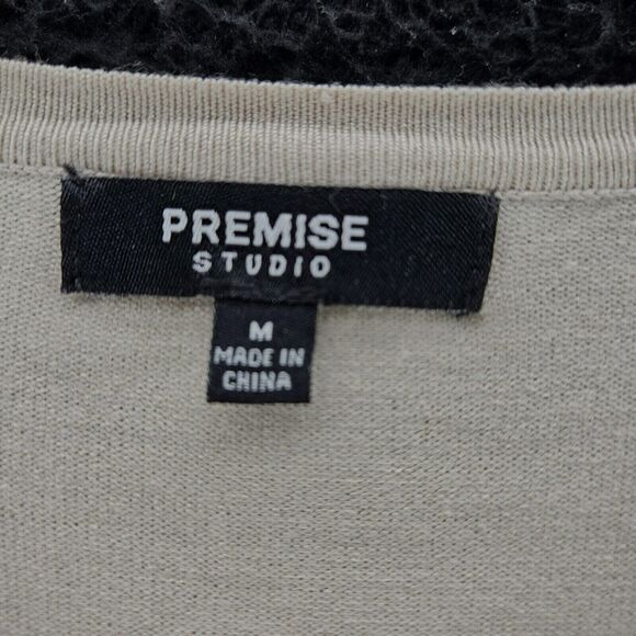 Premise Studio Womens Sweater Beige Size Medium Rayon Blend Pearl Button - Picture 6 of 12